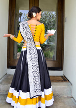 Load image into Gallery viewer, Black and Yellow - Gopi Skirt Lehenga SOLD OUT
