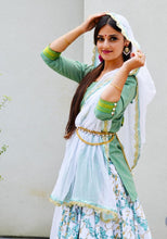 Load image into Gallery viewer, Teal Vines With Frills - Gopi Skirt Outfit-SOLD OUT