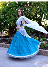 Load image into Gallery viewer, Summer Sky - Silk Gopi Skirt Lehenga