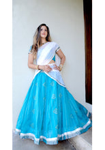 Load image into Gallery viewer, Summer Sky - Silk Gopi Skirt Lehenga