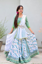 Load image into Gallery viewer, Teal Vines With Frills - Gopi Skirt Outfit-SOLD OUT