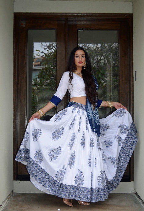 Multi Colored Hand Painted Ruffled Blouse WIth Lehenga Skirt Design by Papa  Don't Preach by Shubhika at Pernia's Pop Up Shop 2024