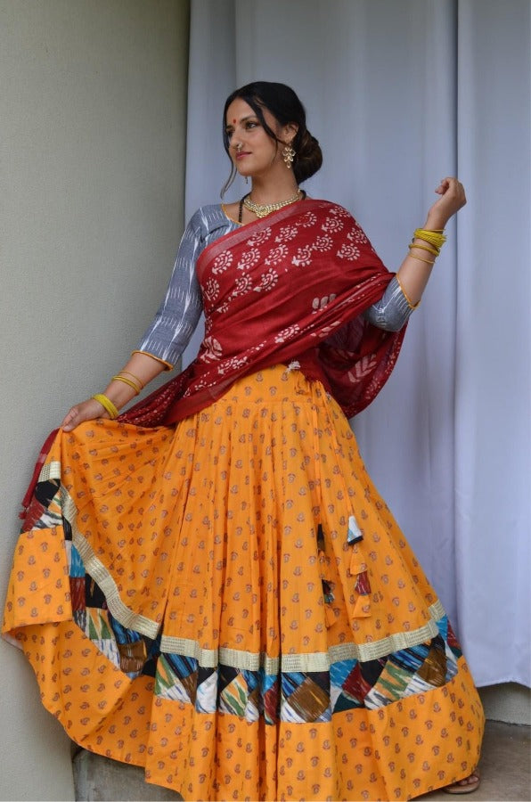 Buy Govinda's Rajasthani Multi colour Gopi Dress with Blouse Piece &  Embroidery work for Women/Lehenga for women/gropi dress from mayapur  iskcon/Ghagra Choli (Black) at Amazon.in
