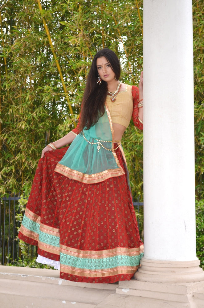 Radha Red Gopi Skirt Outfit