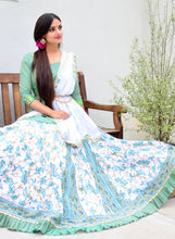 Load image into Gallery viewer, Teal Vines With Frills - Gopi Skirt Outfit