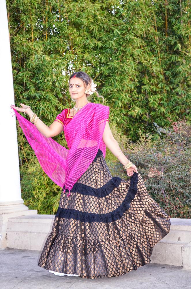 Black and Pink Netted Flared Lehenga Choli | S3BL783 – S3 Fashions